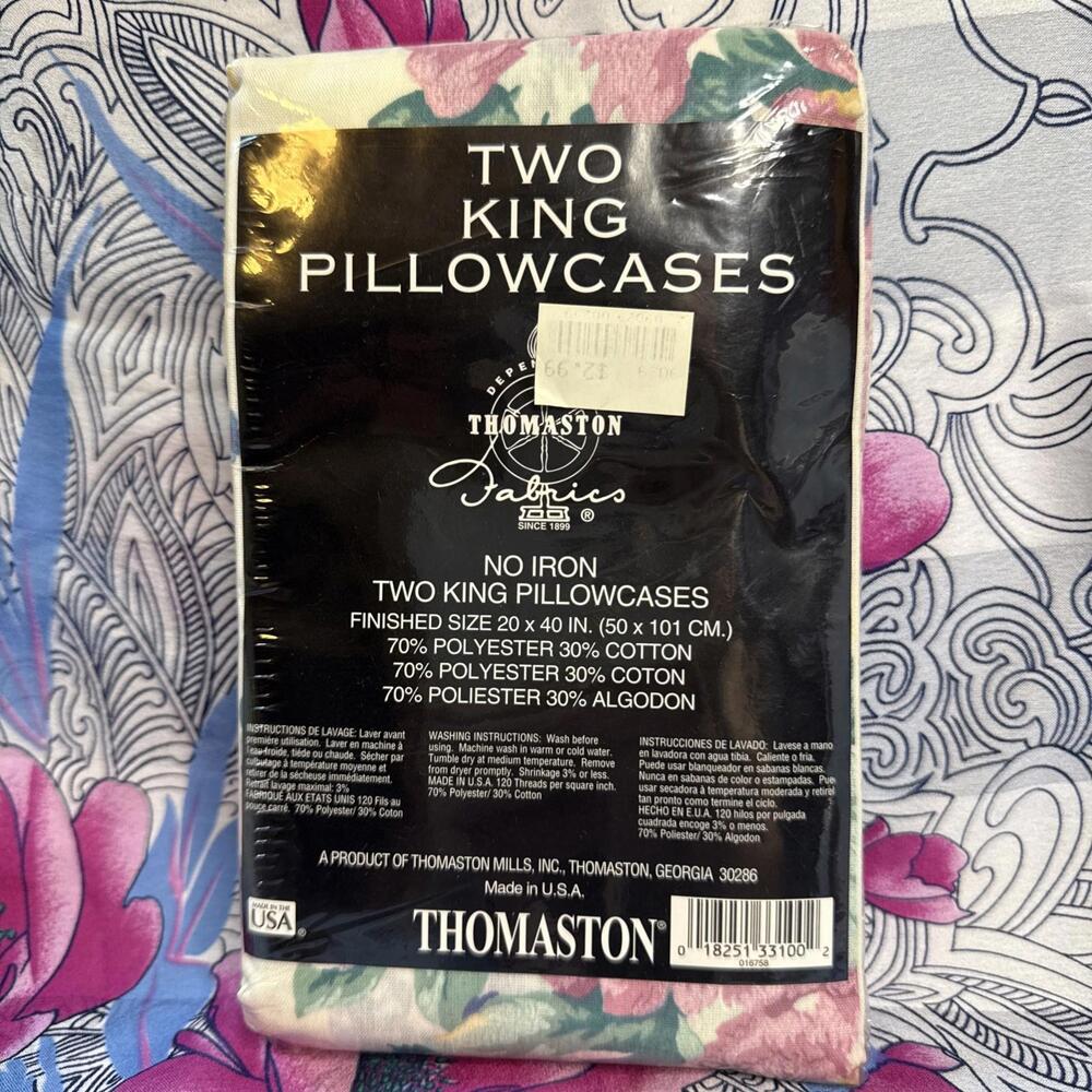 Thomaston Two KING No Iron Cotton Blend Floral Print Pillowcases NEW!!!